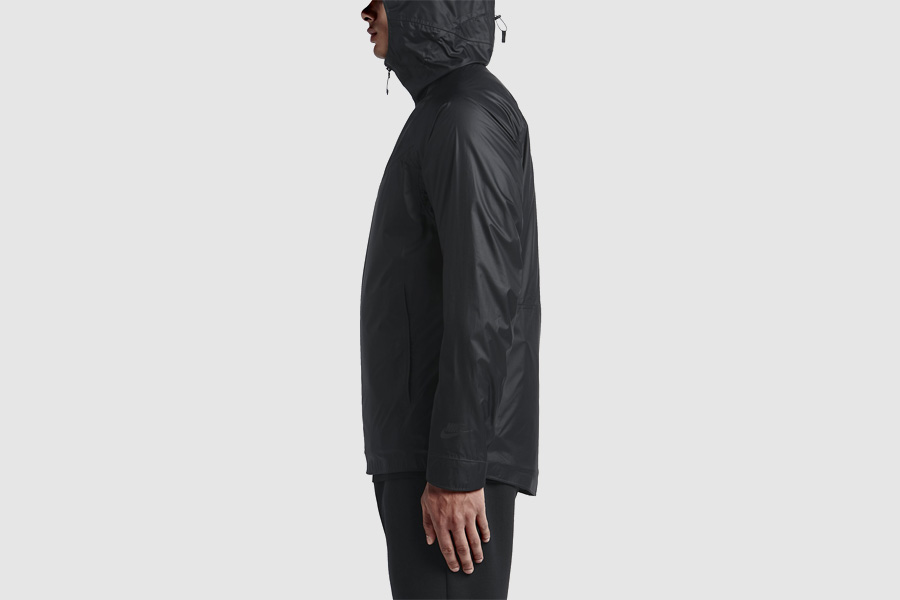 NikeLab Transform Jacket — sportovní bunda s kapucí, pánská — černá — dvojitá bunda