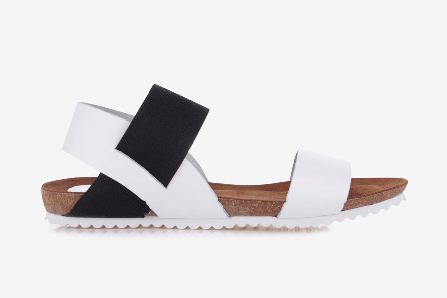 OJJU — dámské sandály — letní — bílé, černé — kožené, korková podrážka