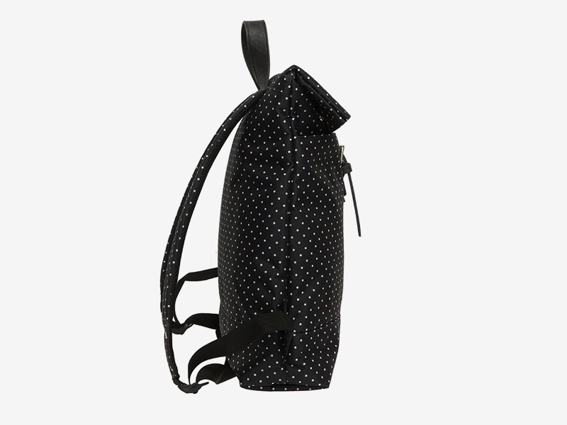 Enter — plátěný batoh — přeýbací — černý s bílými puntíky — Fold Top Backpack