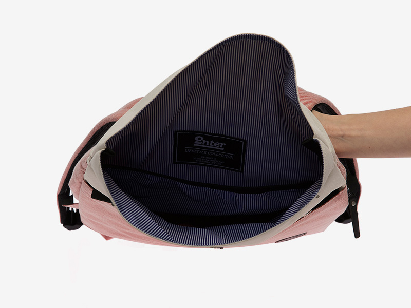 Enter — plátěný batoh — přeýbací — lososový, bledě červený — Fold Top Backpack