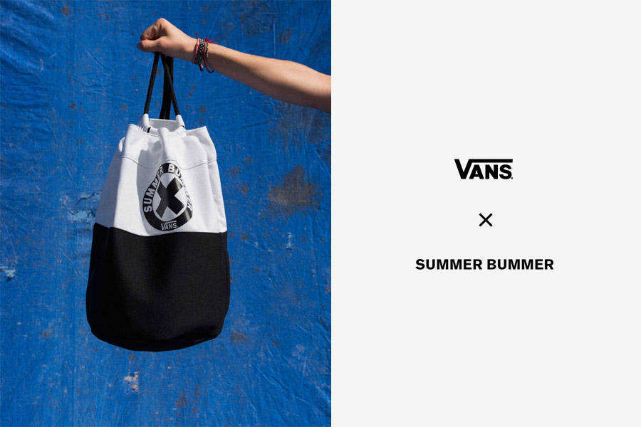 Vans x Summer Bummer — plátěný batoh Sum Bum Tote Bag — černý, bílý