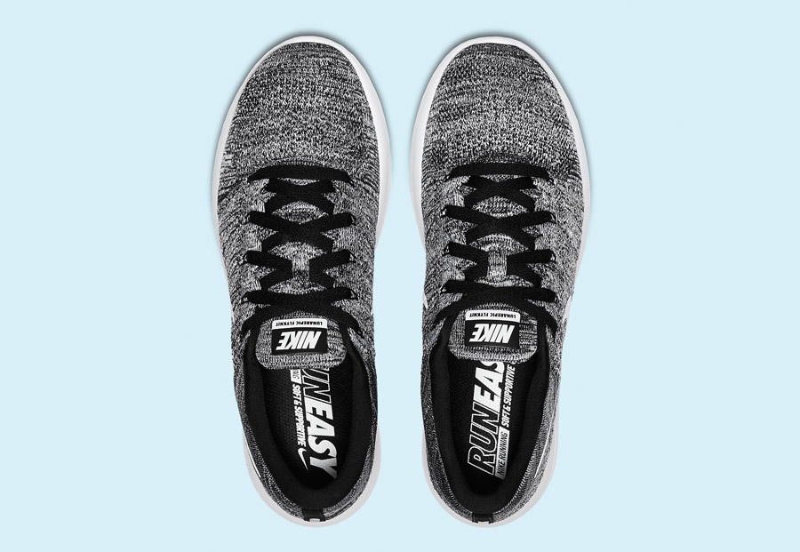 Nike LunarEpic Low Flyknit — pánské běžecké boty — tenisky — černé, bílé — horní pohled