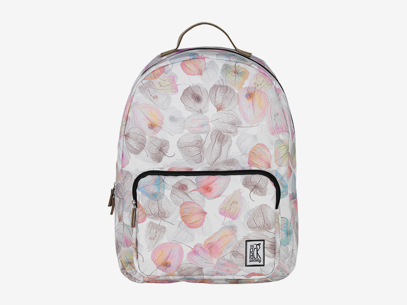 The Pack Society — batoh na záda — bílý, barevný — s květinovým vzorem — Classic Backpack — levný batoh