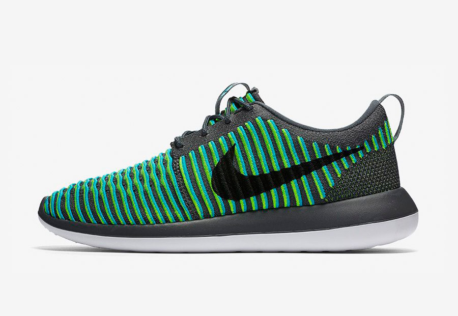 Nike Roshe Two Flyknit — boty — tenisky — sneakers — dámské — šedé, zelené, modré — Nike Roshe Run