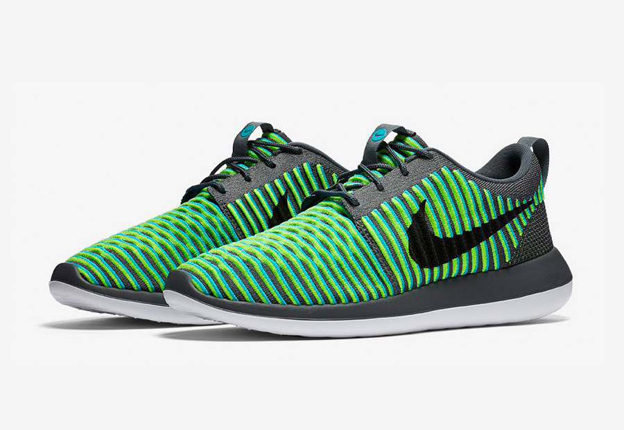 Nike Roshe Two Flyknit — tenisky — boty — sneakers — dámské — šedé, zelené, modré — Nike Roshe Run