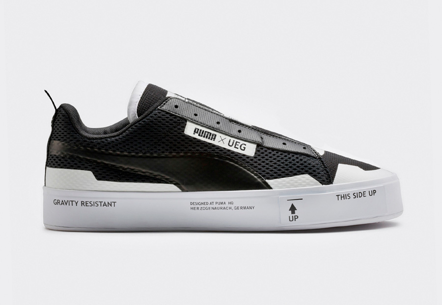 PUMA Court Play SlipOn x UEG — boty — tenisky — sneakers — bez tkaniček — černé, bílé — Gravity Resistance