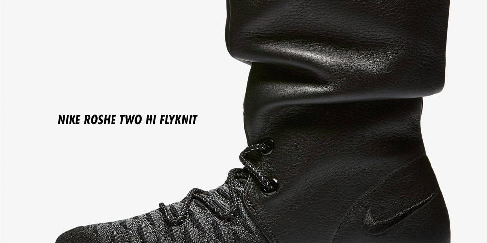 Nike Roshe Two Flyknit Hi — dámské zimní boty — kotníkové — vysoké — voděodolné — sneakers — černé