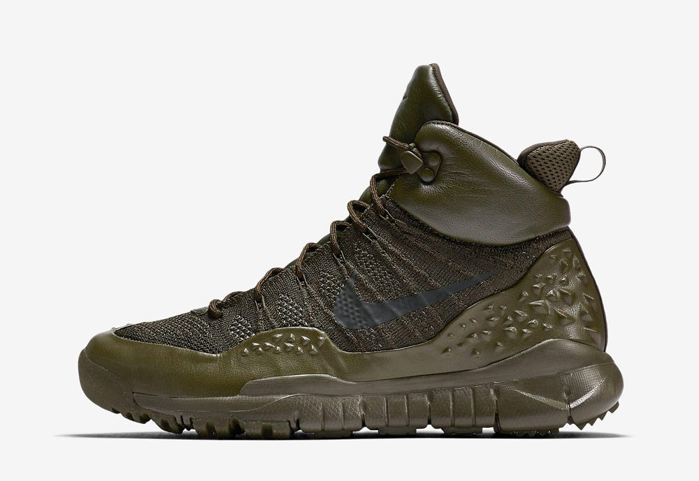 Nike Lupinek Flyknit — zimní boty — kotníkové — sneakers — hnědo-zelené, army green, olivové — pánské