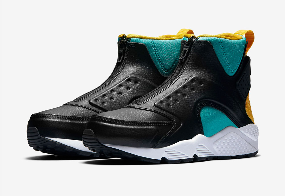 Nike Air Huarache Mid Premium — kotníkové boty — dámské — sneakers — bez tkaniček — barevné — zeleno-černé