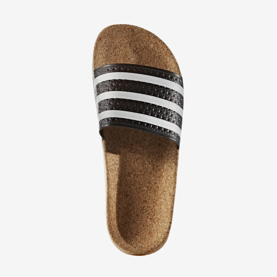 adidas Originals Adilette Cork — korkové pantofle — slides — dámské — bílo-černé — nazouváky na léto
