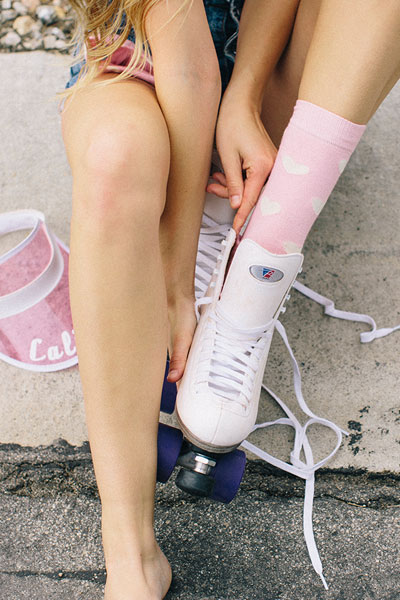 Happy Socks — růžové ponožky se srdíčky — dámské — vysoké — bavlněné — lookbook jaro/léto 2017