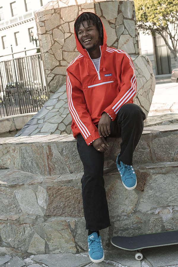 adidas Originals — pullover s kapucí — pánský — červený — 70s apparel — retro sportovní oblečení