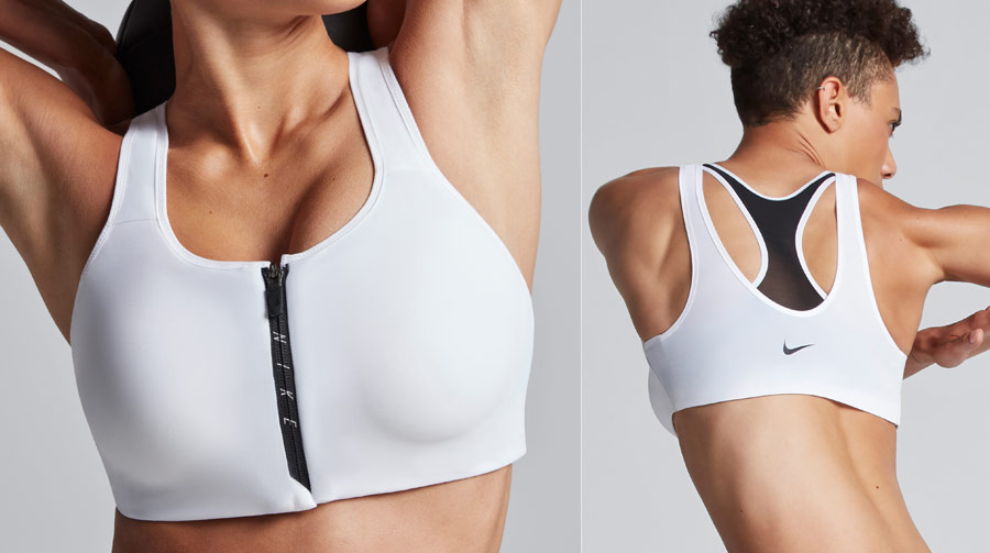 Nike Zip Bra — sportovní podprsenka — bílá — elastická