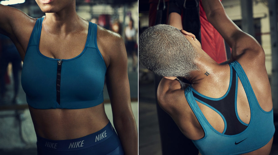 Nike Zip Bra — sportovní podprsenka — modrá — elastická