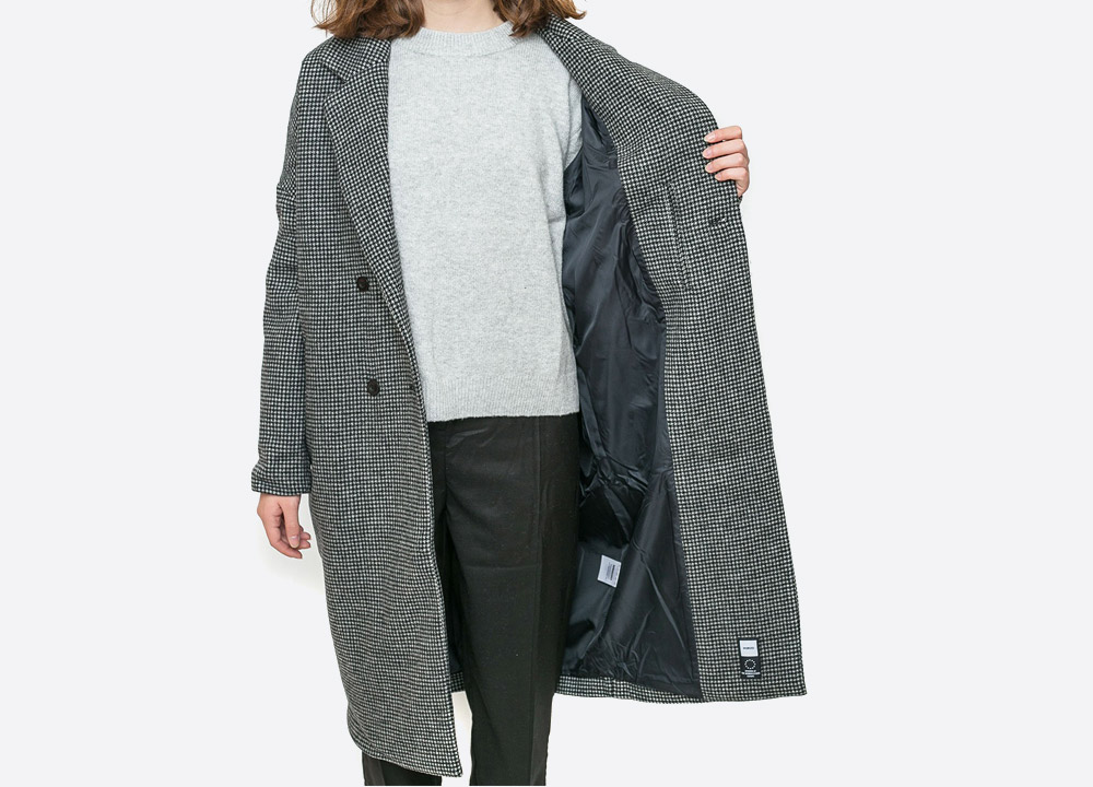 Wemoto — Nive — dámský podzimní/zimní kabát s kapucí — šedý (houndstooth) — grey fall/winter women’s coat — podzim/zima 2017