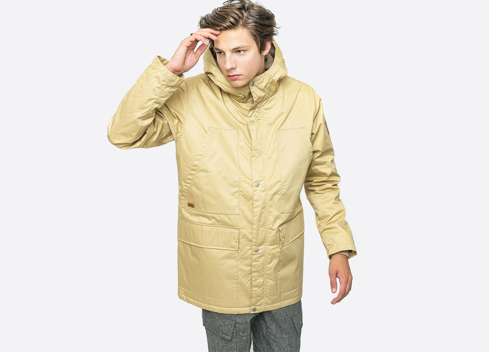Makia — Field — pánská zimní bunda s kapucí — žlutá — yellow men’s hooded winter jacket
