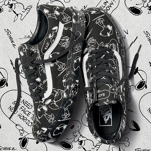 Vans x Peanuts — Old Skool — černé tenisky s ilustracemi — boty — sneakers — Snoopy
