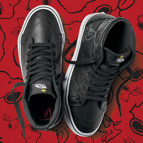 Vans x Peanuts — SK8-Hi Reissue — černé kotníkové boty s ilustracemi — tenisky — sneakers — Snoopy