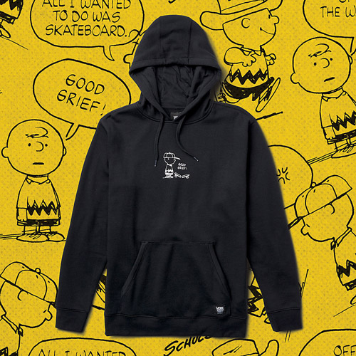 Vans x Peanuts — černá mikina s kapucí — black sweatshirt — Charlie Brown
