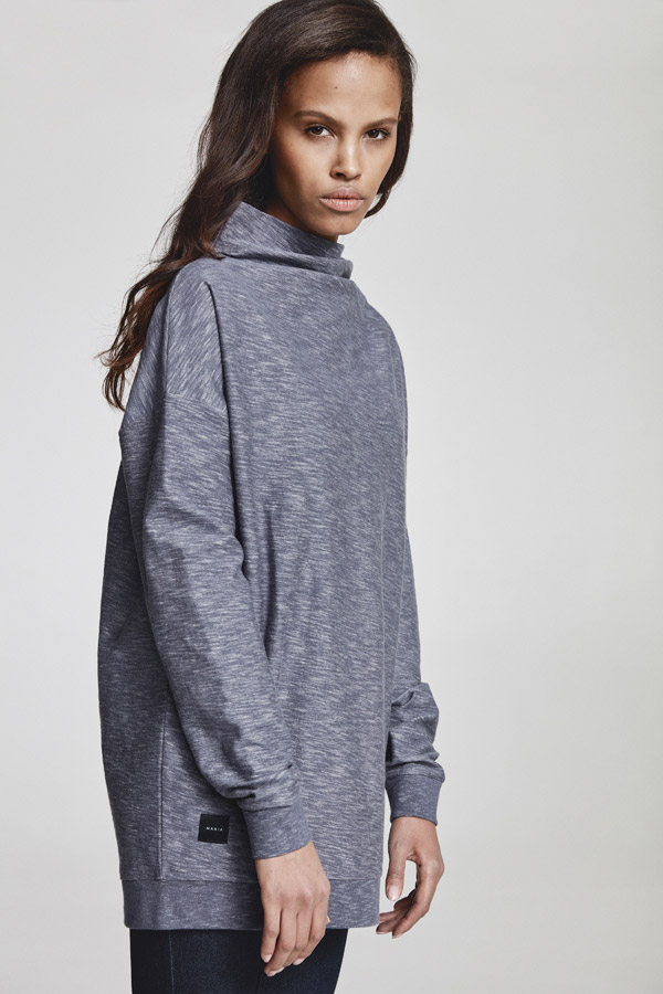 Makia — dámská dlouhá mikina bez kapuce — modrá, melírovaná — jaro 2018 — dámské oblečení