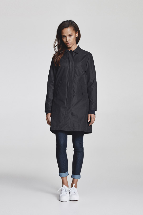 Makia — dámská parka bez kapuce — delší jarní bunda — černá — jaro 2018 — dámské oblečení