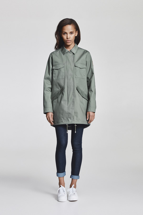 Makia — dámská parka bez kapuce — delší jarní bunda — olivově zelená — jaro 2018 — dámské oblečení