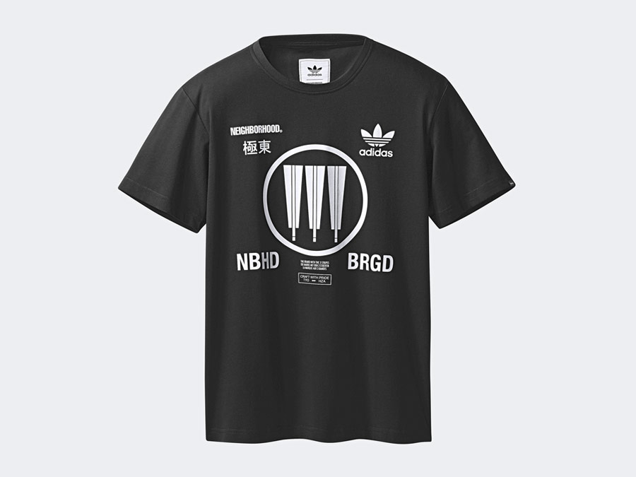 adidas Originals x Neighborhood — Logo — černé tričko s potiskem — pánské, dámské — black T-shirt