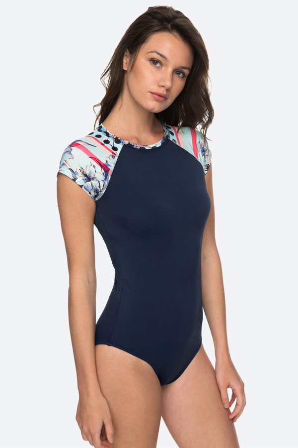 Roxy — Pop Surf — modré jednodílné plavky — swimwear