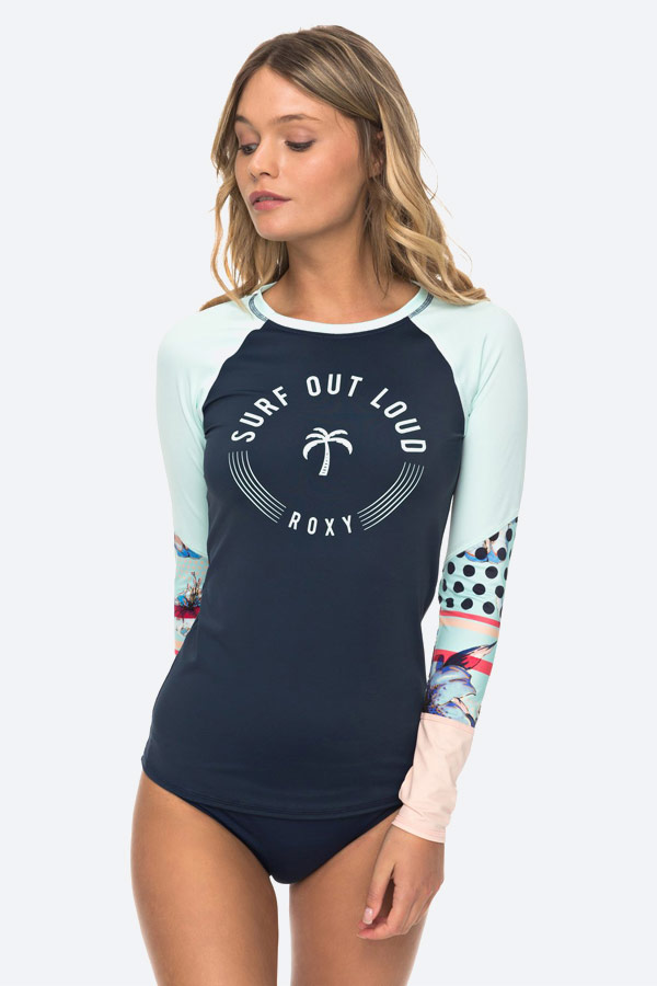 Roxy — Pop Surf — dámské plážové/plavecké tričko s dlouhým rukávem — modré — swimwear