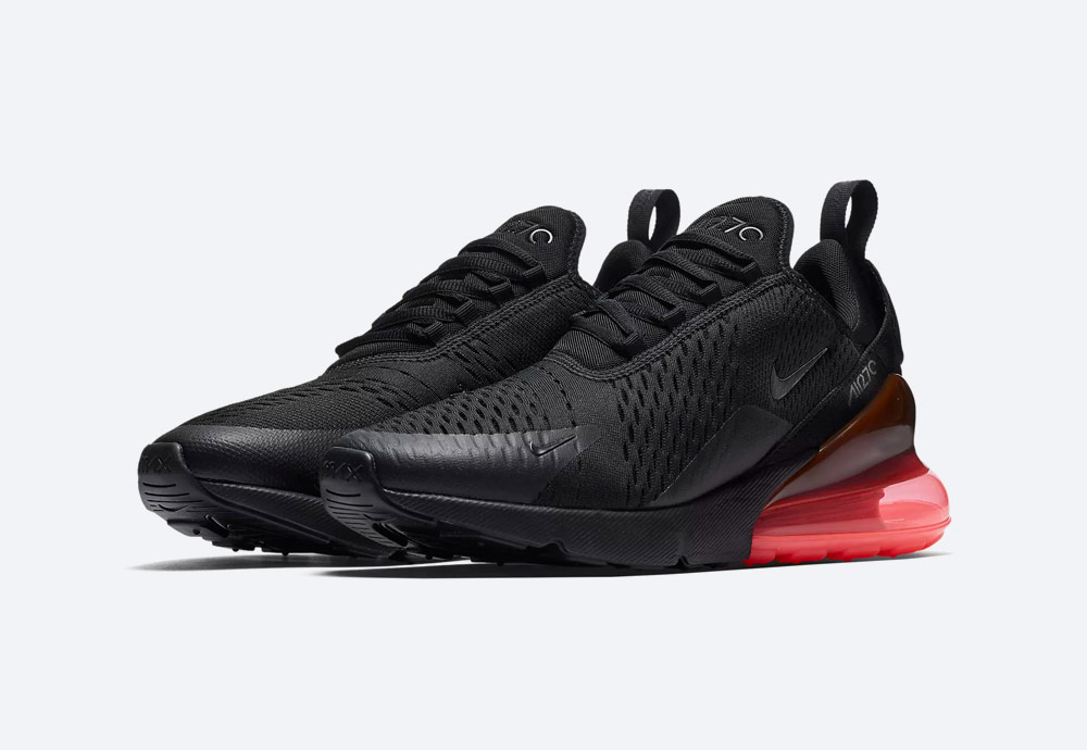 Nike Air Max 270 — tenisky — boty — pánské — Airmaxy — černé, červená pata — men’s sneakers — black, red midsole