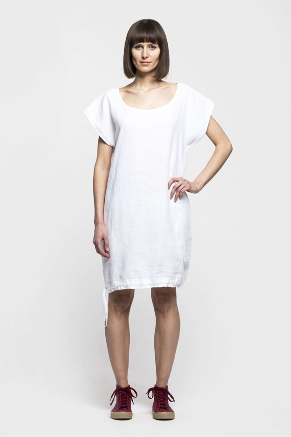 K.BANA — dámské letní šaty nad kolena — lněné — bílé