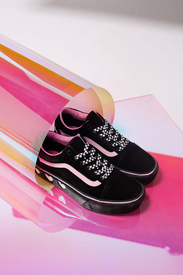 Vans x Lazy Oaf — černé boty Old Skool Platform — dámské tenisky na platformě