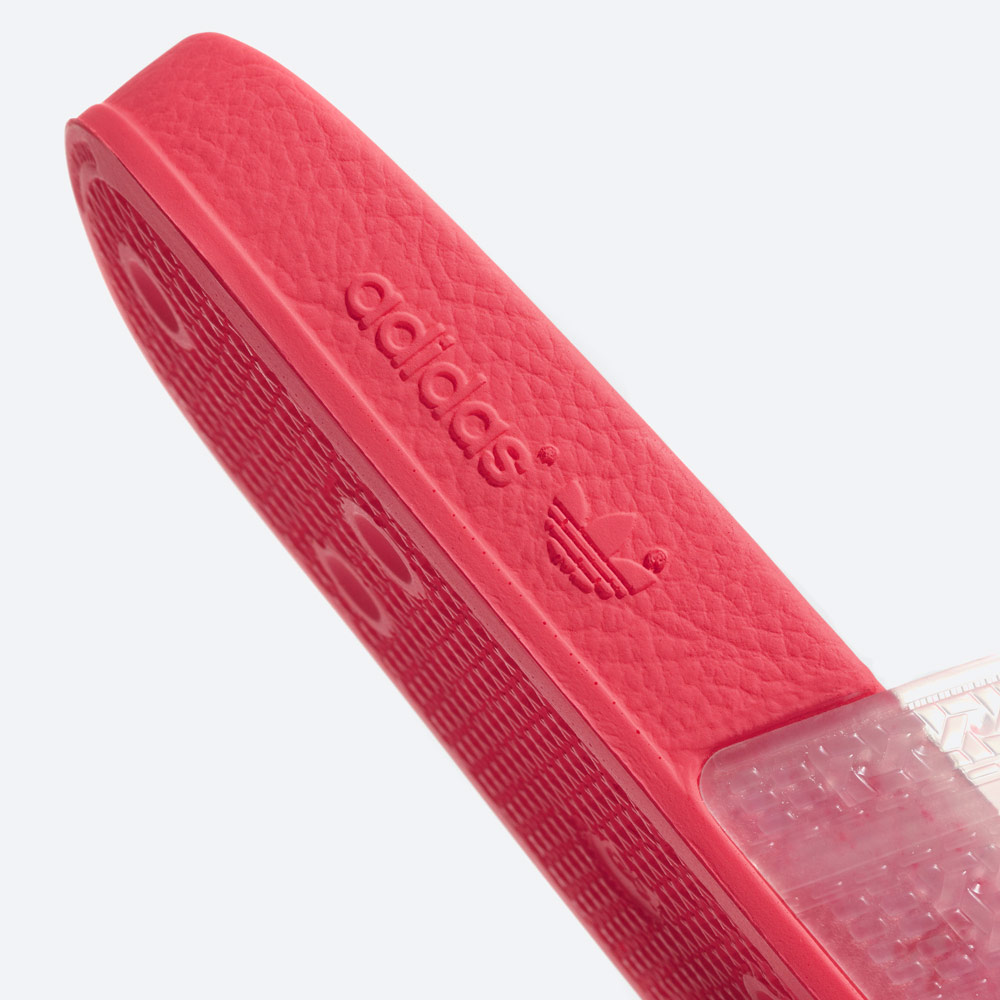 adidas Originals Adilette Lilo — letní pantofle — dámské nazouváky — růžové, červené, křiklavé — womens pink/red slides — detail