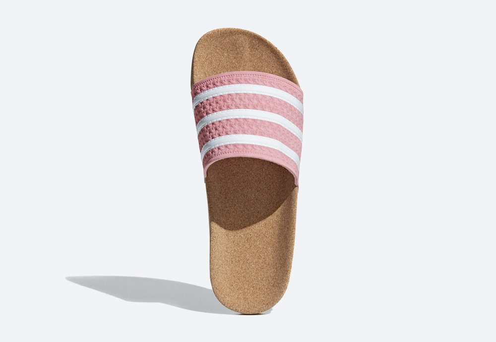 adidas Originals Adilette Cork — korkové pantofle — dámské — letní nazouváky — růžové, pastelové — womens cork pastel pink slides