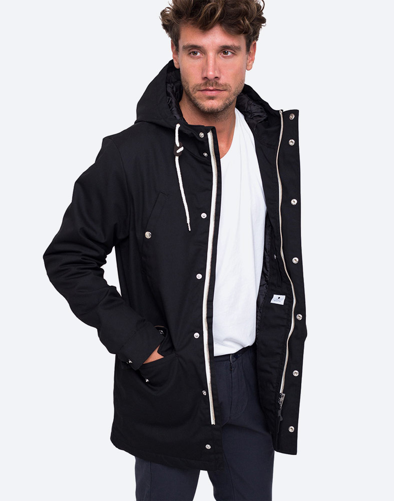 RVLT — 7246 Parka Jacket — pánská zimní bunda s kapucí — černá, black