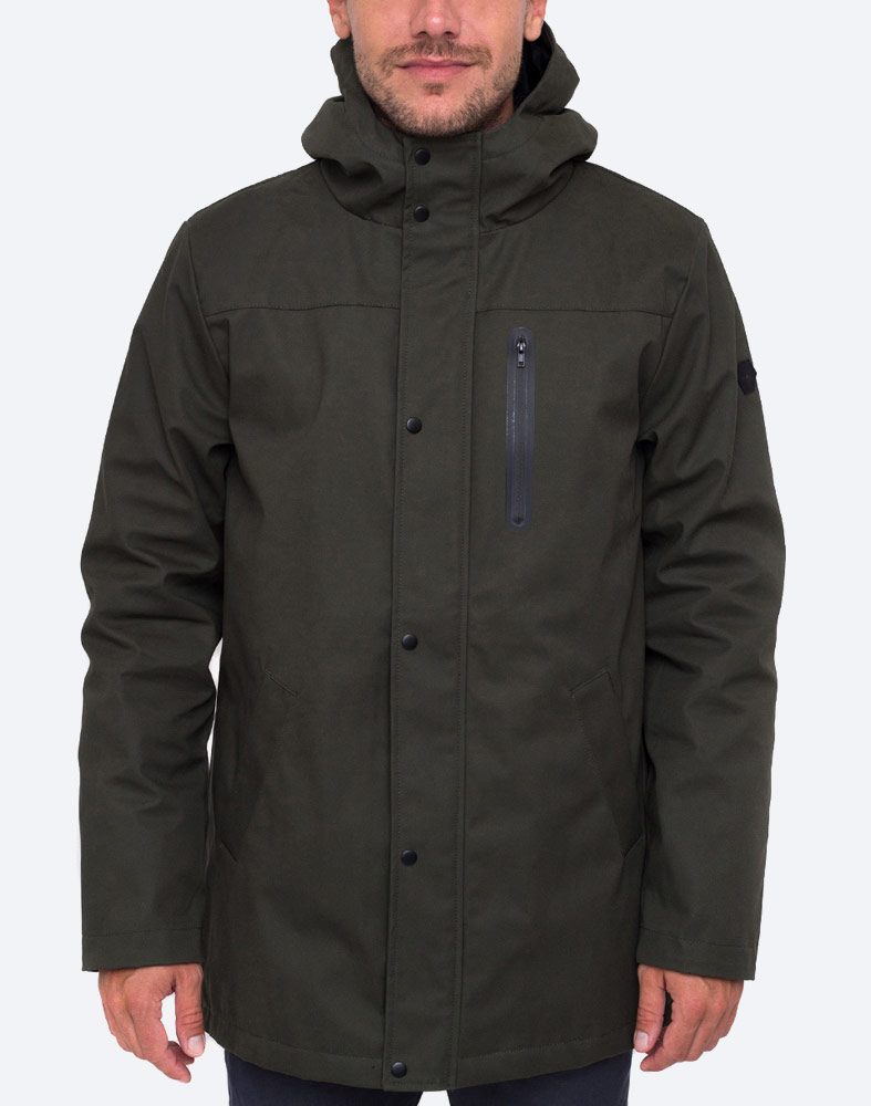 RVLT — 7443 Parka Jacket — zimní bunda s kapucí — pánská — tmavě zelená, khaki, army green