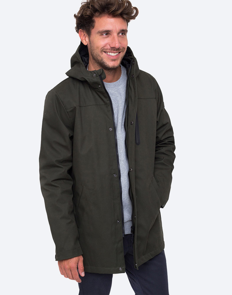 RVLT — 7443 Parka Jacket — pánská zimní bunda s kapucí — tmavě zelená, khaki, army green