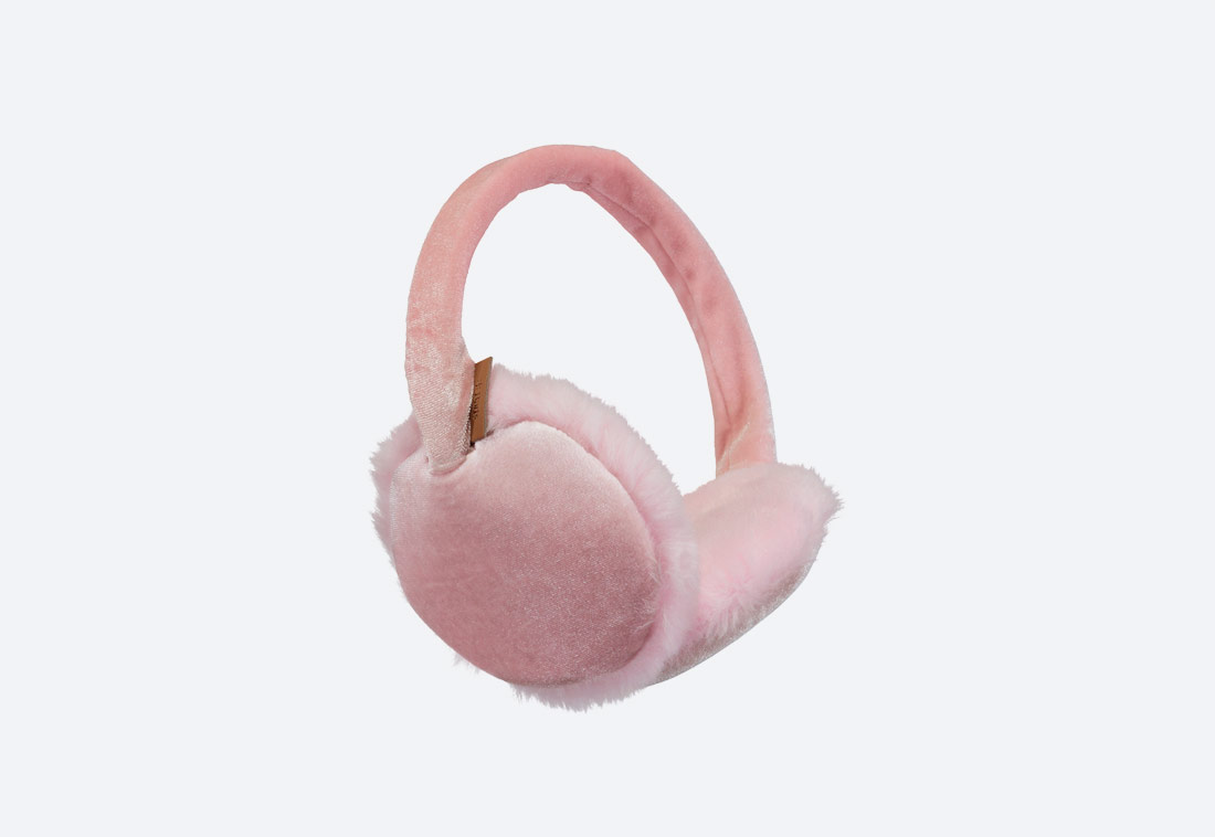 Velva Earmuffs — zimní klapky na uši — dámské — plyšové — růžové