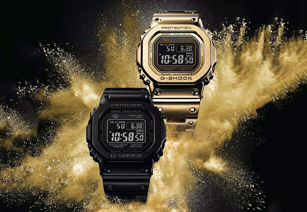 Casio G-shock Full Metal 5000 — digitální hodinky — ocelové — zlaté, černé