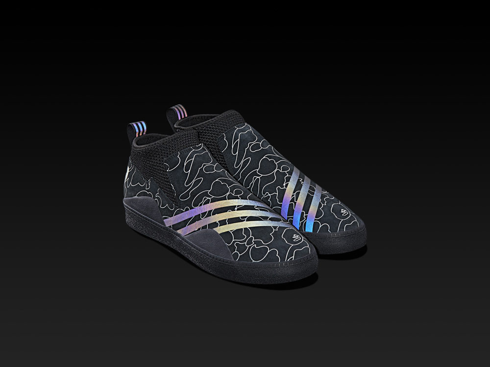 adidas Snowboarding by BAPE® — boty 3ST.002 bez tkaniček — černé se vzorem