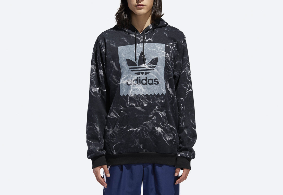 adidas Originals Marble Print — pánská mikina s kapucí — mramorová — černá — hoodie