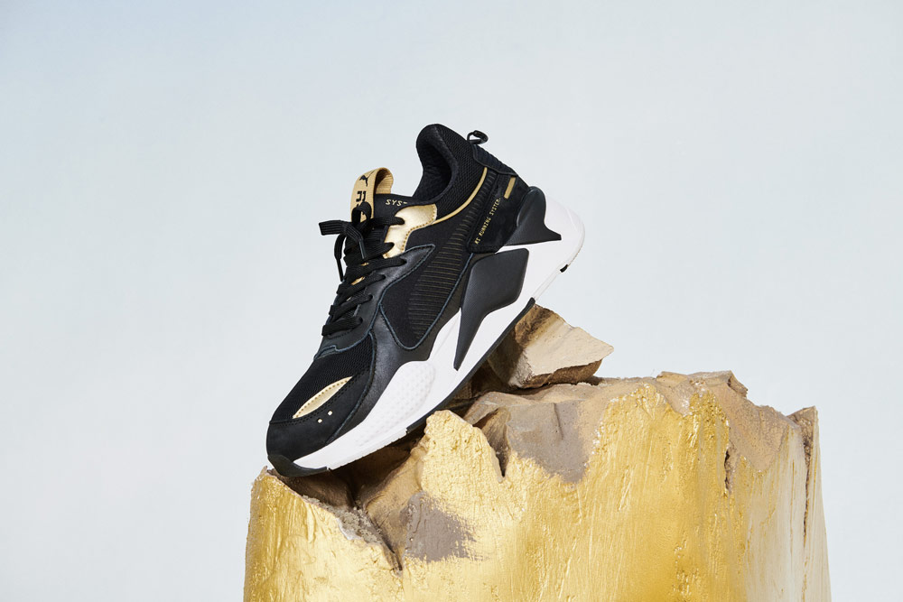 Puma RS-X Trophy — Black Gold — boty — černé se zlatými detaily — tenisky — sneakers — look
