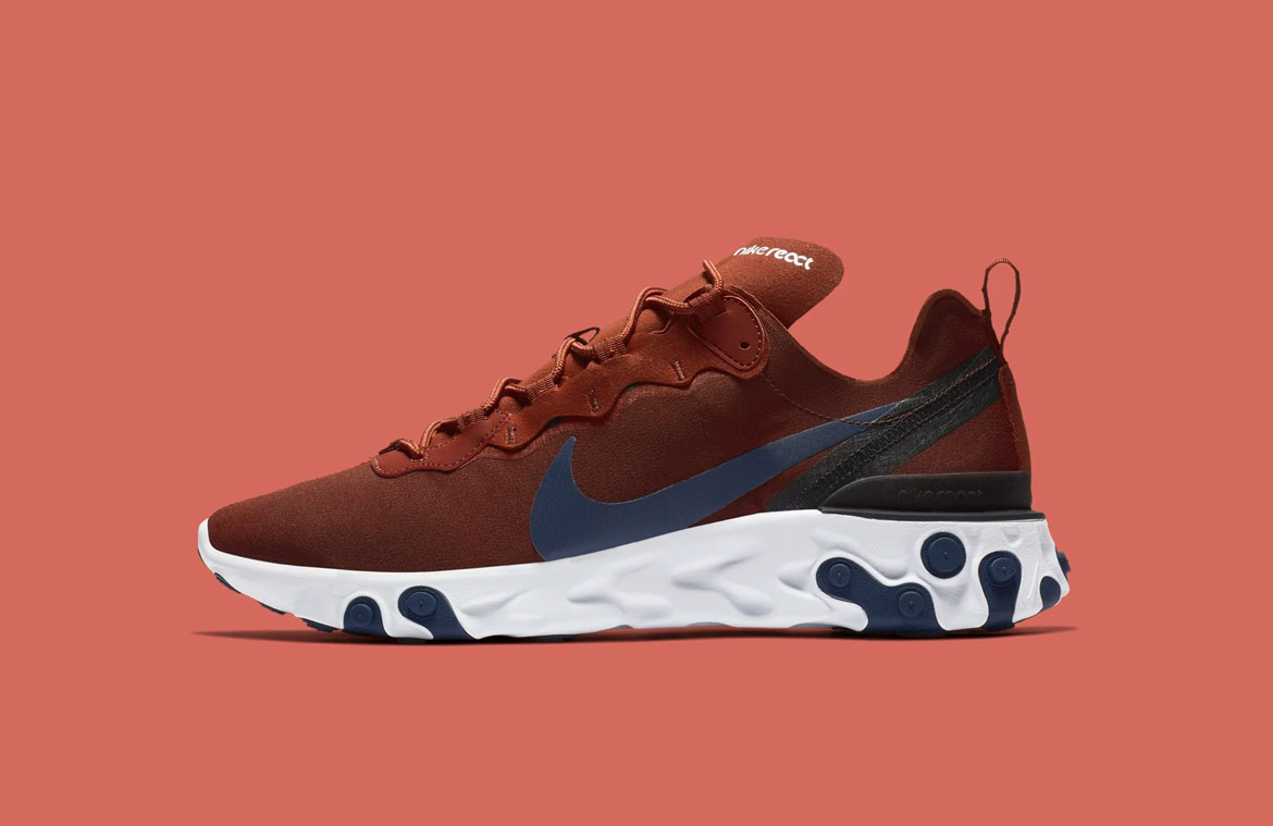 Nike React Element 55 — boty — pánské — sneakers — vínově červené, bordó