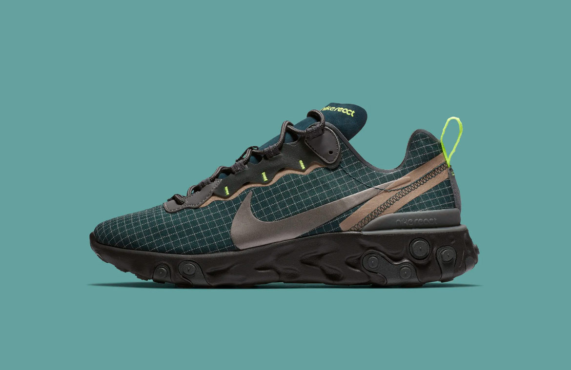 Nike React Element 55 — boty — pánské — sneakers — modré/zelené