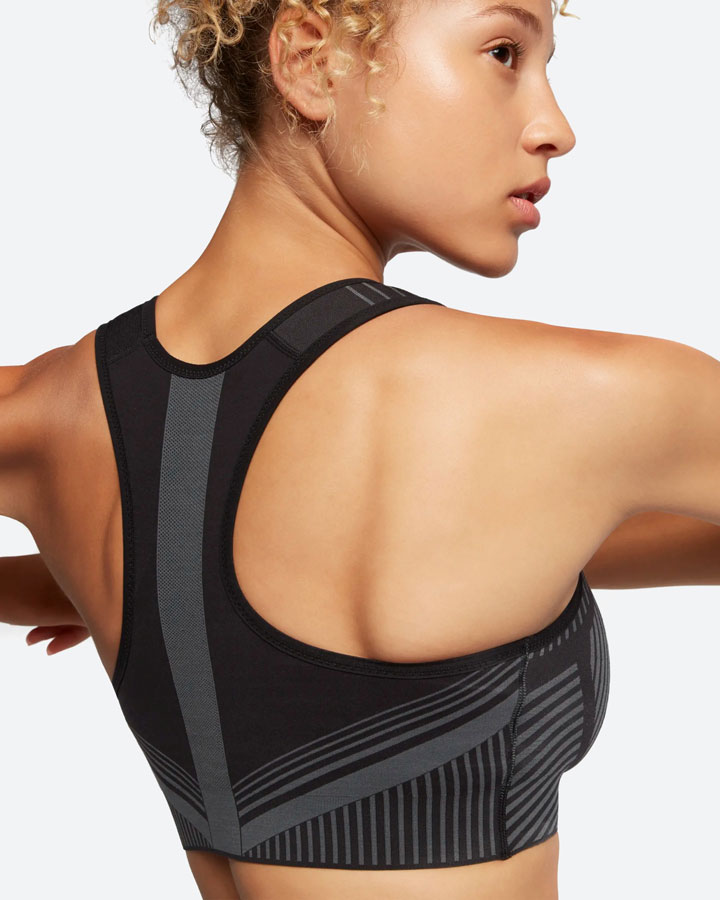 Nike FE/NOM Flyknit Bra — sportovní podprsenka — černá, šedá — vysoká opora — women's bra