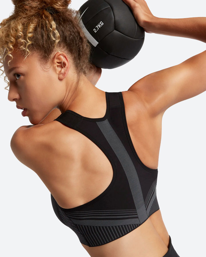 Nike FE/NOM Flyknit Bra — sportovní podprsenka — černá, šedá — vysoká opora — women's bra