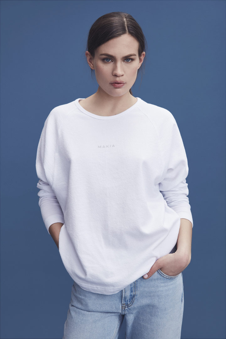 Makia — bílé tričko s dlouhými rukávy — dámské — jaro/léto 2019