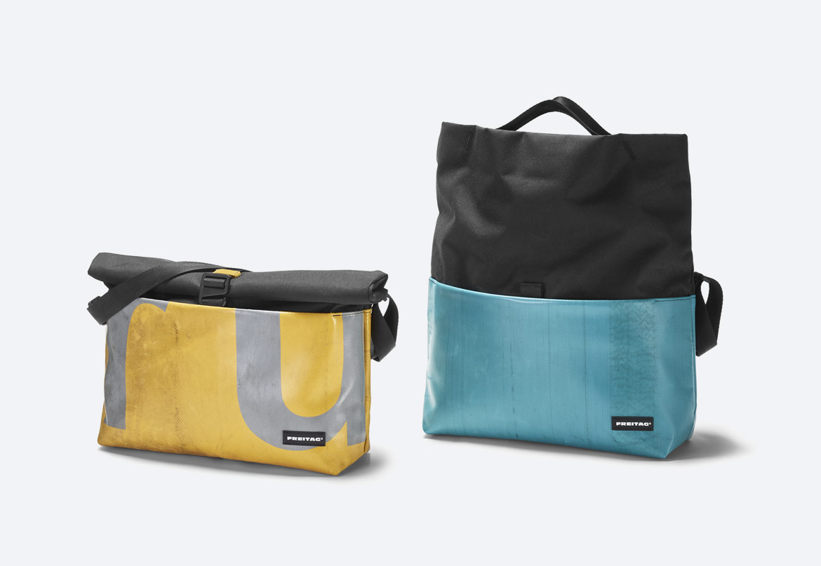 Freitag F640 ROLLIN — roll-top batoh přes rameno — recyklovaný z plachty a PET lahví — messenger bag — taška — sustainable