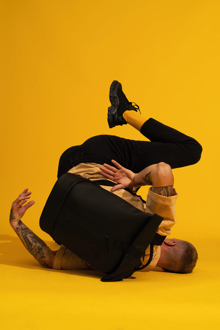 Ucon Acrobatics — černý batoh z umělé kůže — Hajo Pro Backpack — vegan, sustainable