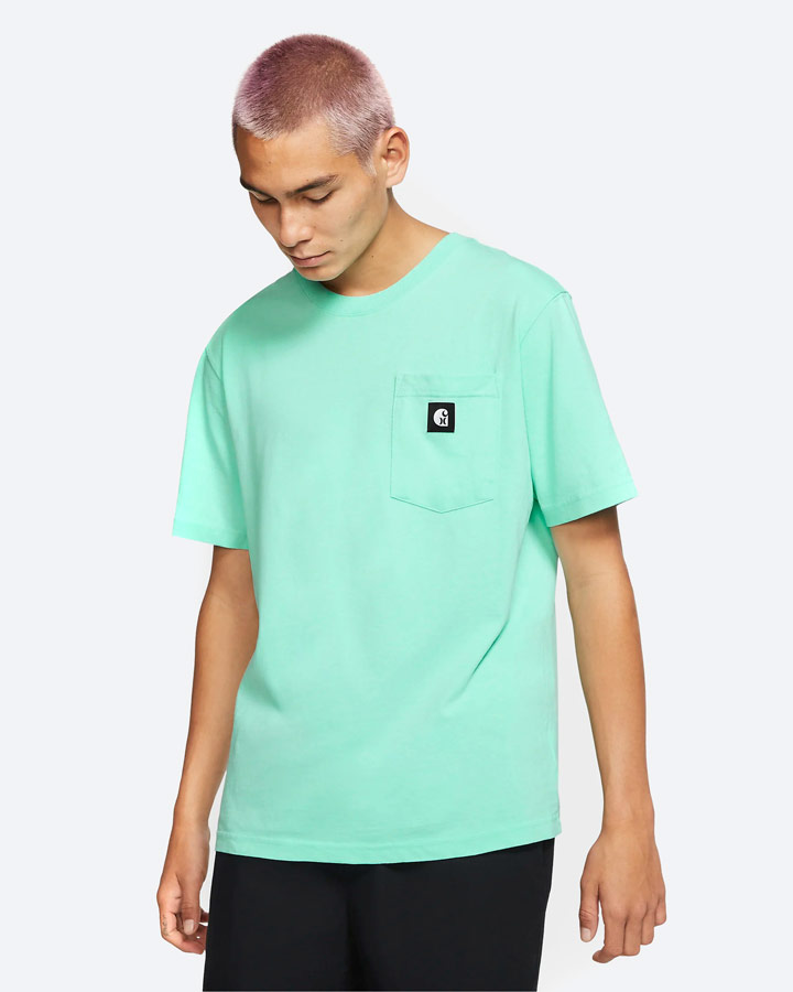 Hurley x Carhartt — pánské tričko s kapsičkou na prsou — výrazné zelené